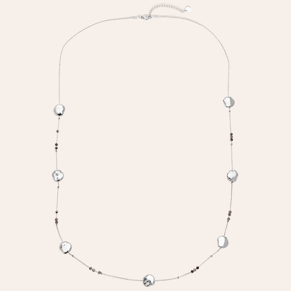 Stainless steel necklace 80cm Uneven Plate And Labradorite