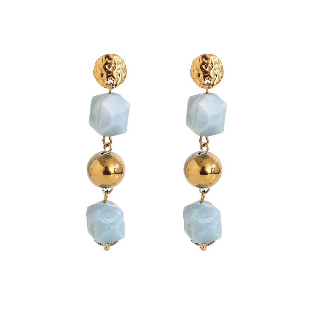 6cm Acrylic and gold beads stainless steel earrings       