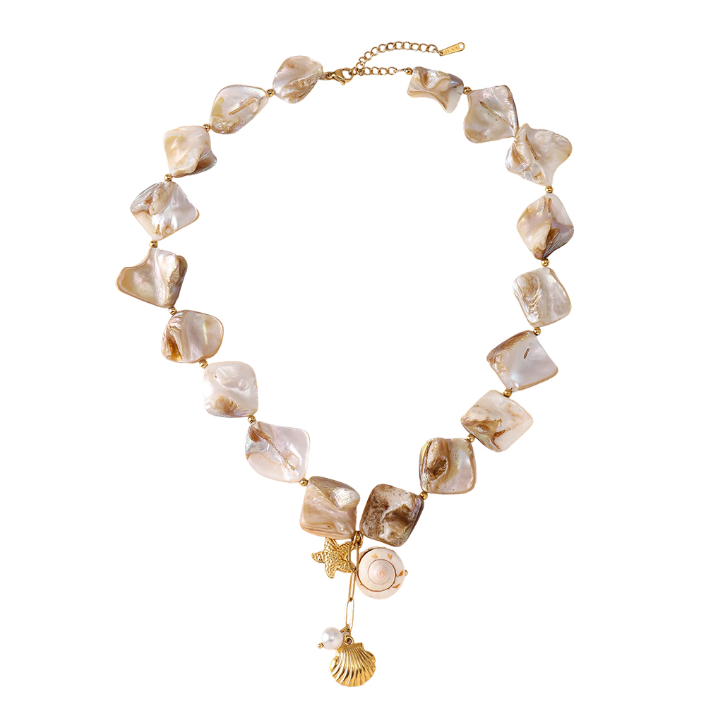 44cm shell ocean style stainless steel necklace   