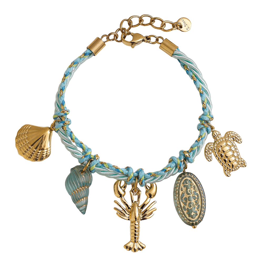 18cm blue ocean style stainless steel bracelet   