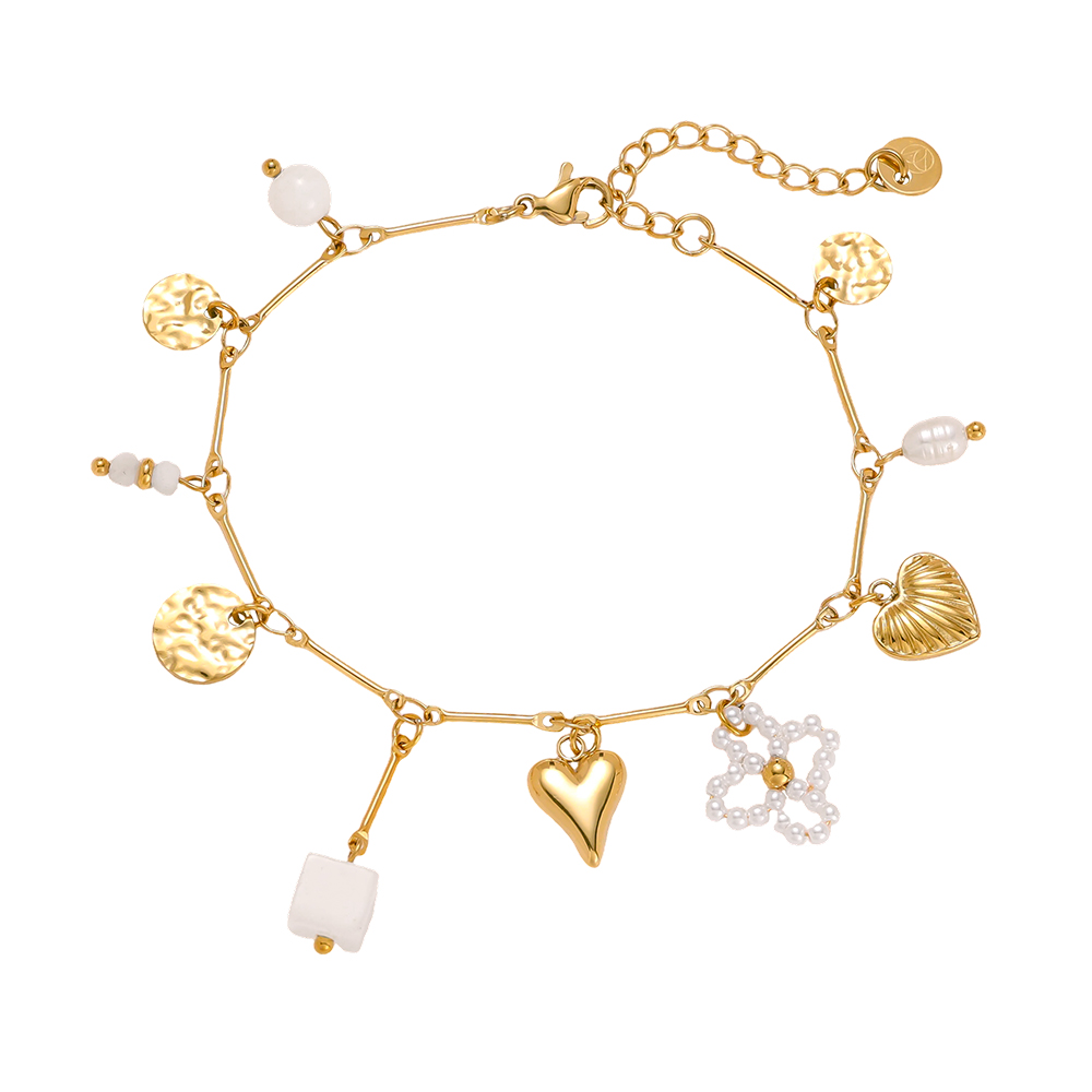 17cm heart and flower stainless steel bracelet  