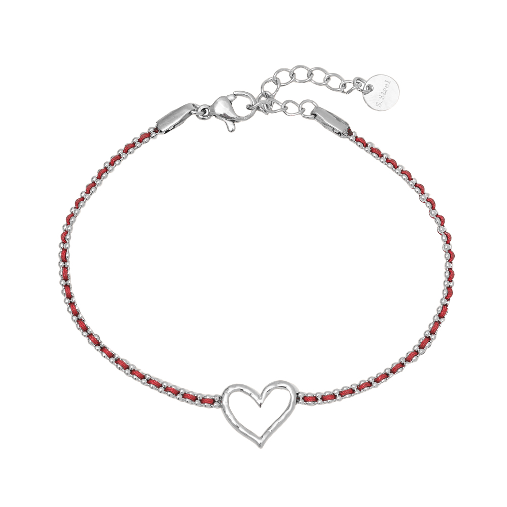 17cm Heart In Red Chain stainless steel bracelet     