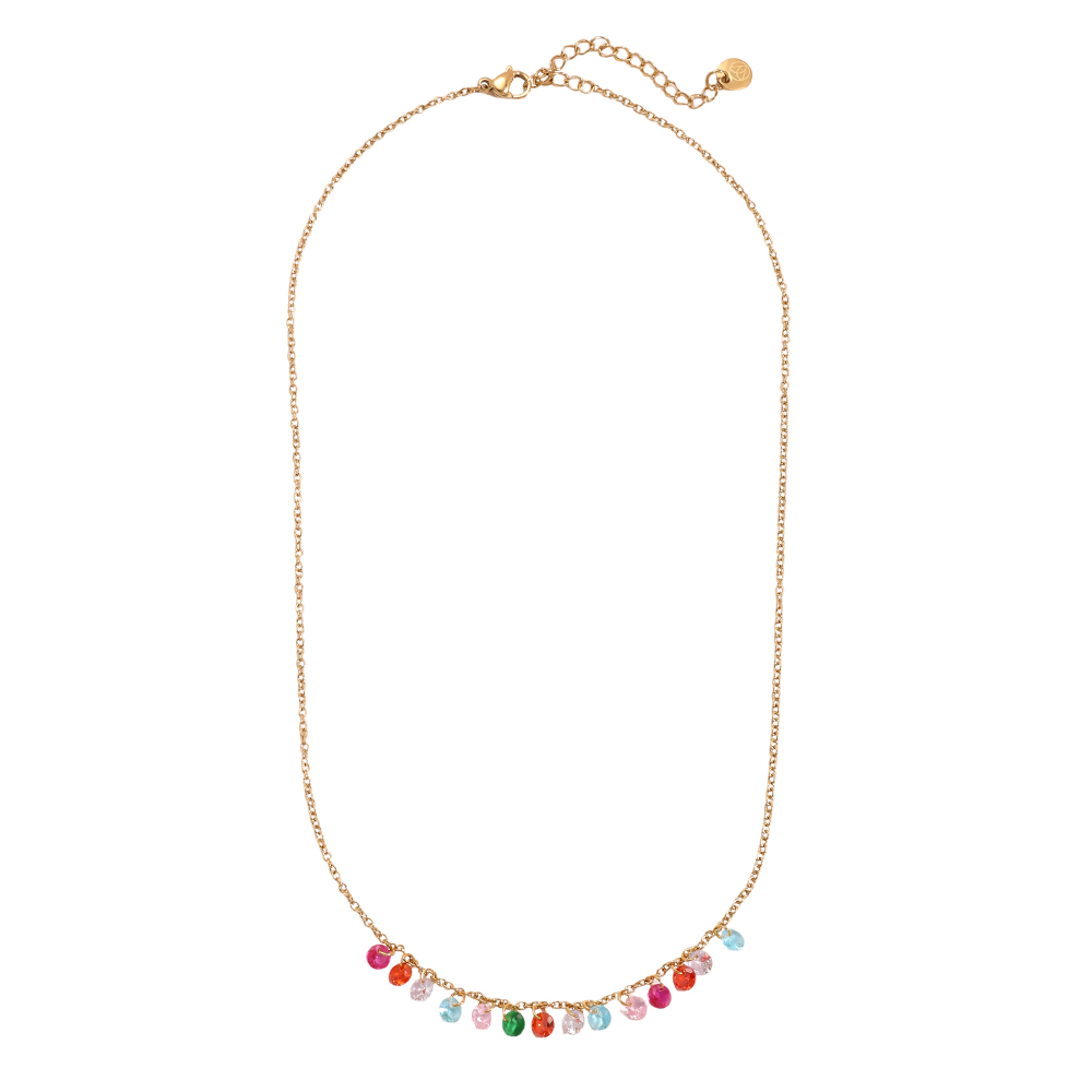 Stainless steel necklace 40cm many round zirconia    