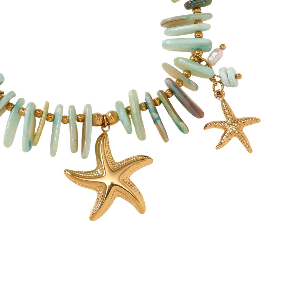 Stainless steel bracelet 17cm starfish and fish