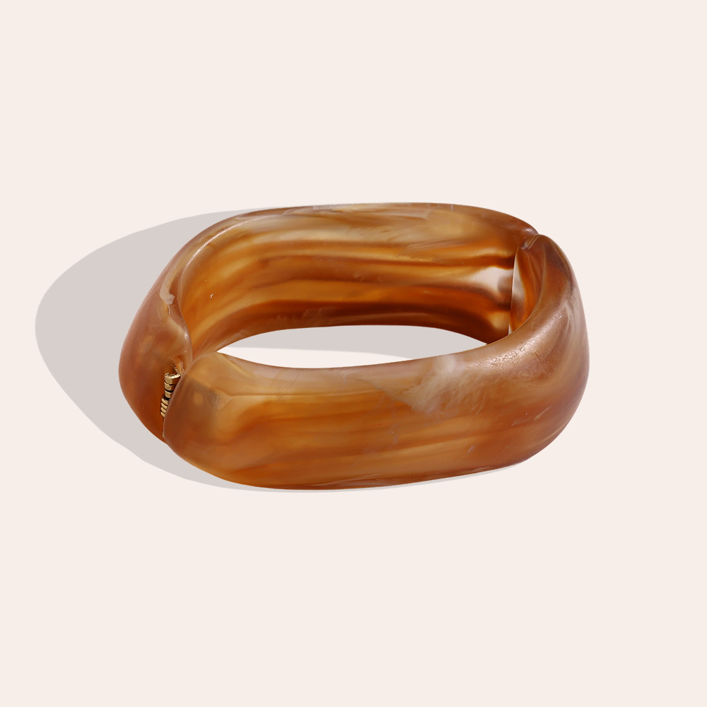 Stainless steel bangle Adjustable oval resin
