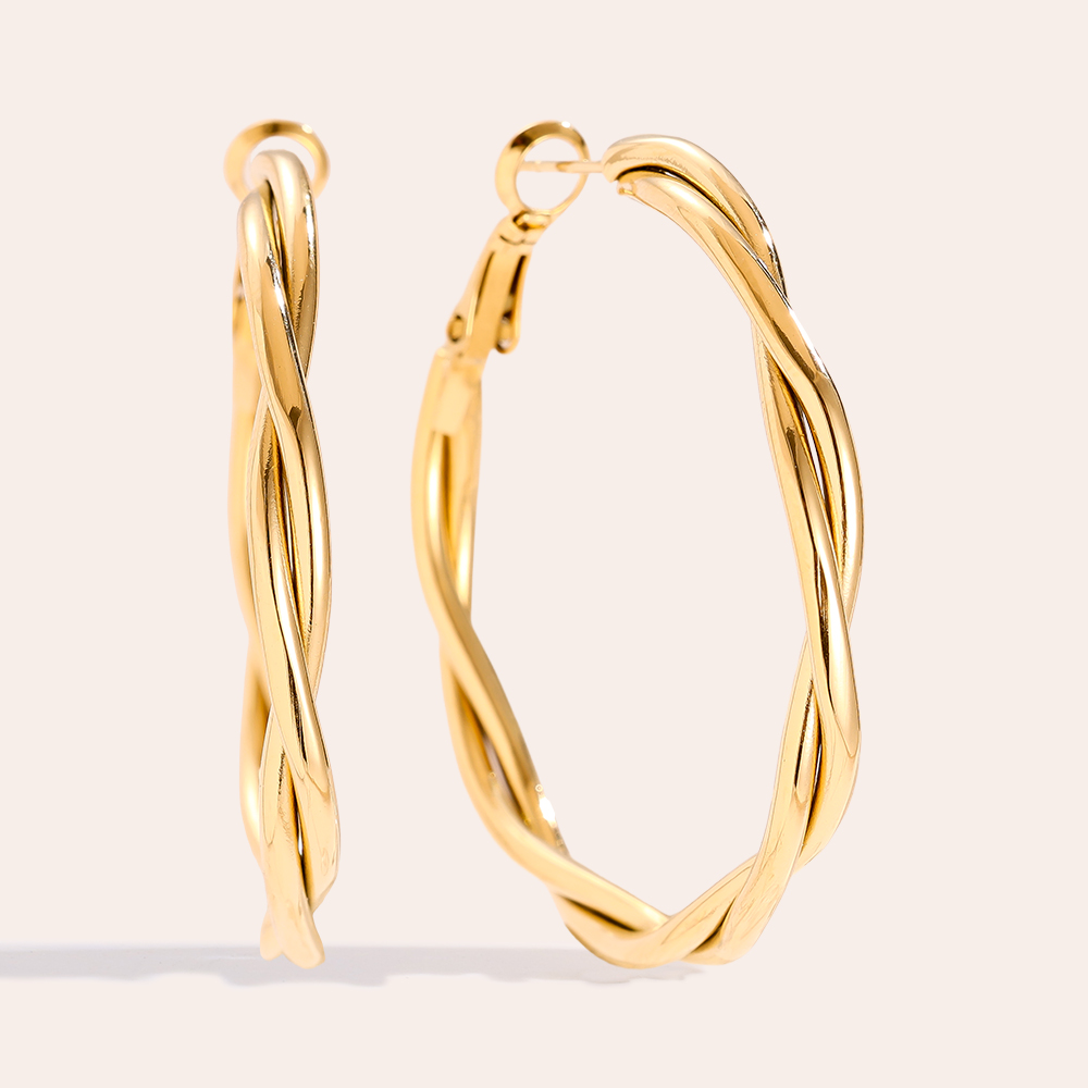 4cm Classic Twist Hoop stainless steel earrings      4cm Classic Twist Hoop stainless steel earrings