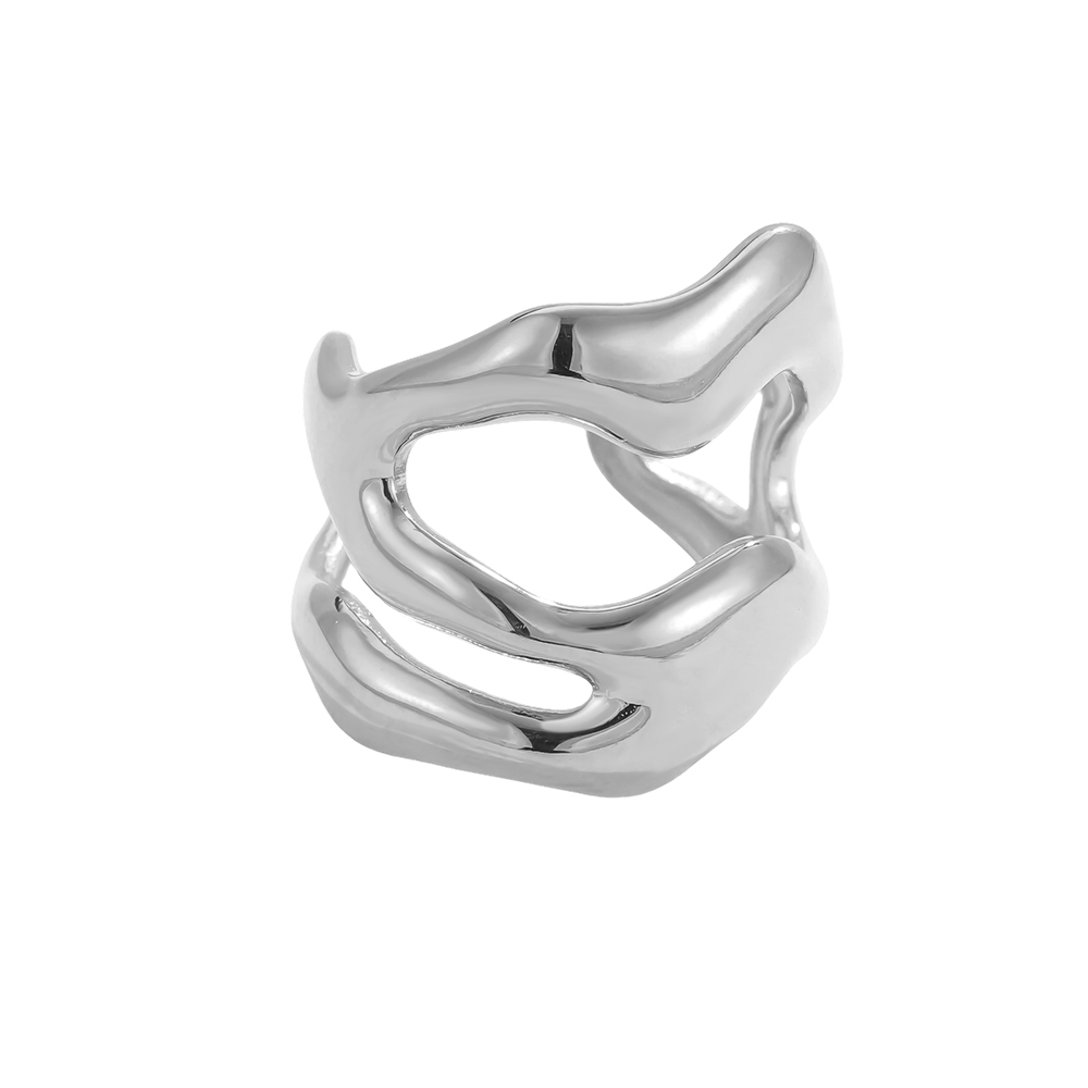 Stainless Steel Ring – Adjustable, Wide, Wavy Design