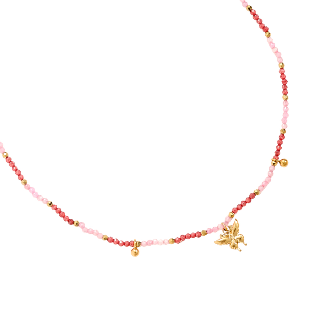 40cm crystal necklace with butterfly stainless steel necklace 