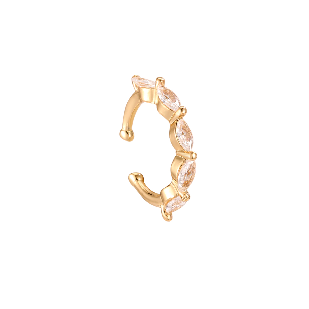 Gold-plated ear cuffs 16mm zirconia dots
