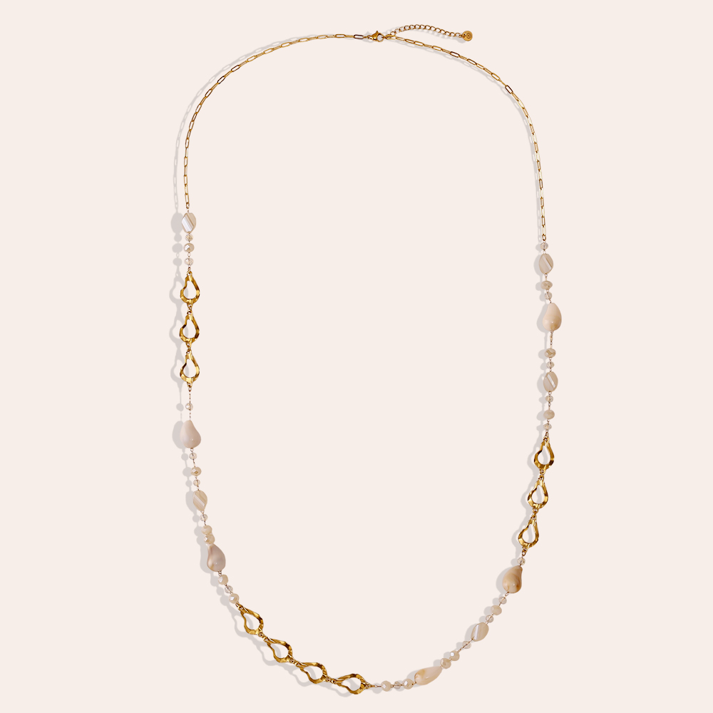 97cm resin drop and gold drop stainless steel necklace     