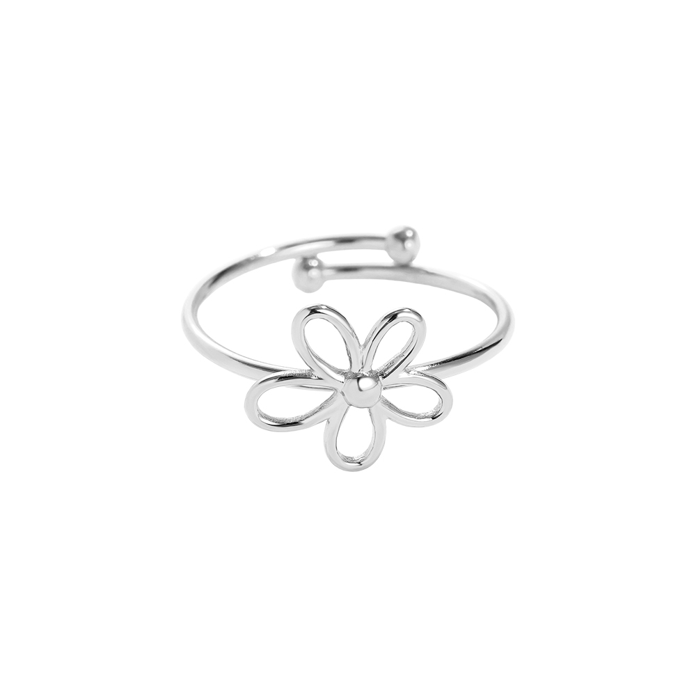 simple flower stainless steel ring    