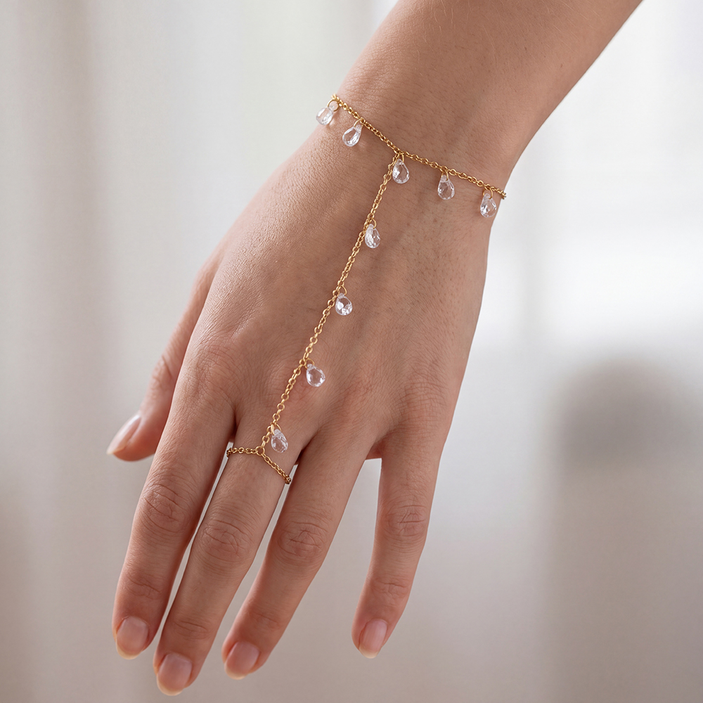 17cm Many zirconia hand chain stainless steel bracelet     