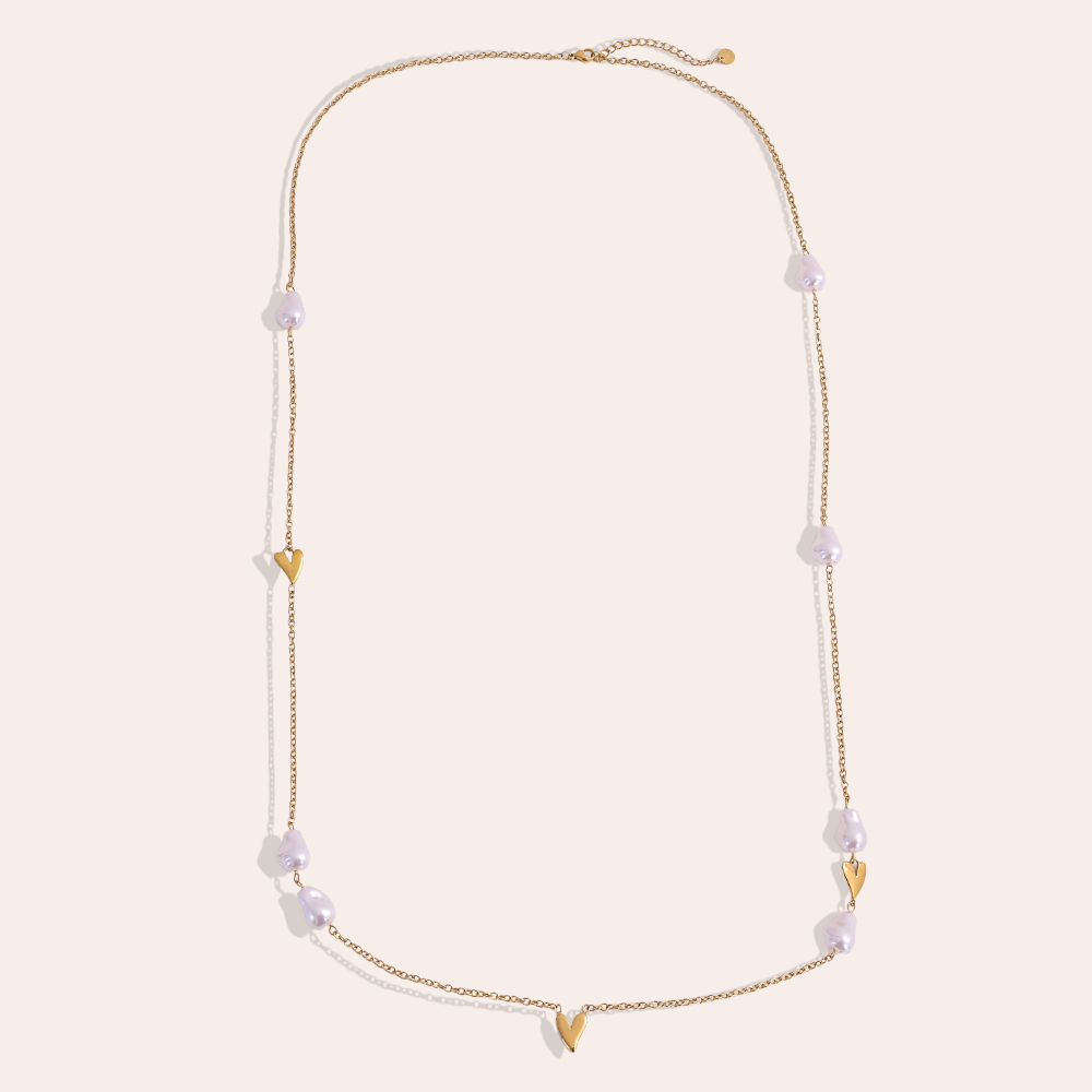 95cm heart bead stainless steel necklace