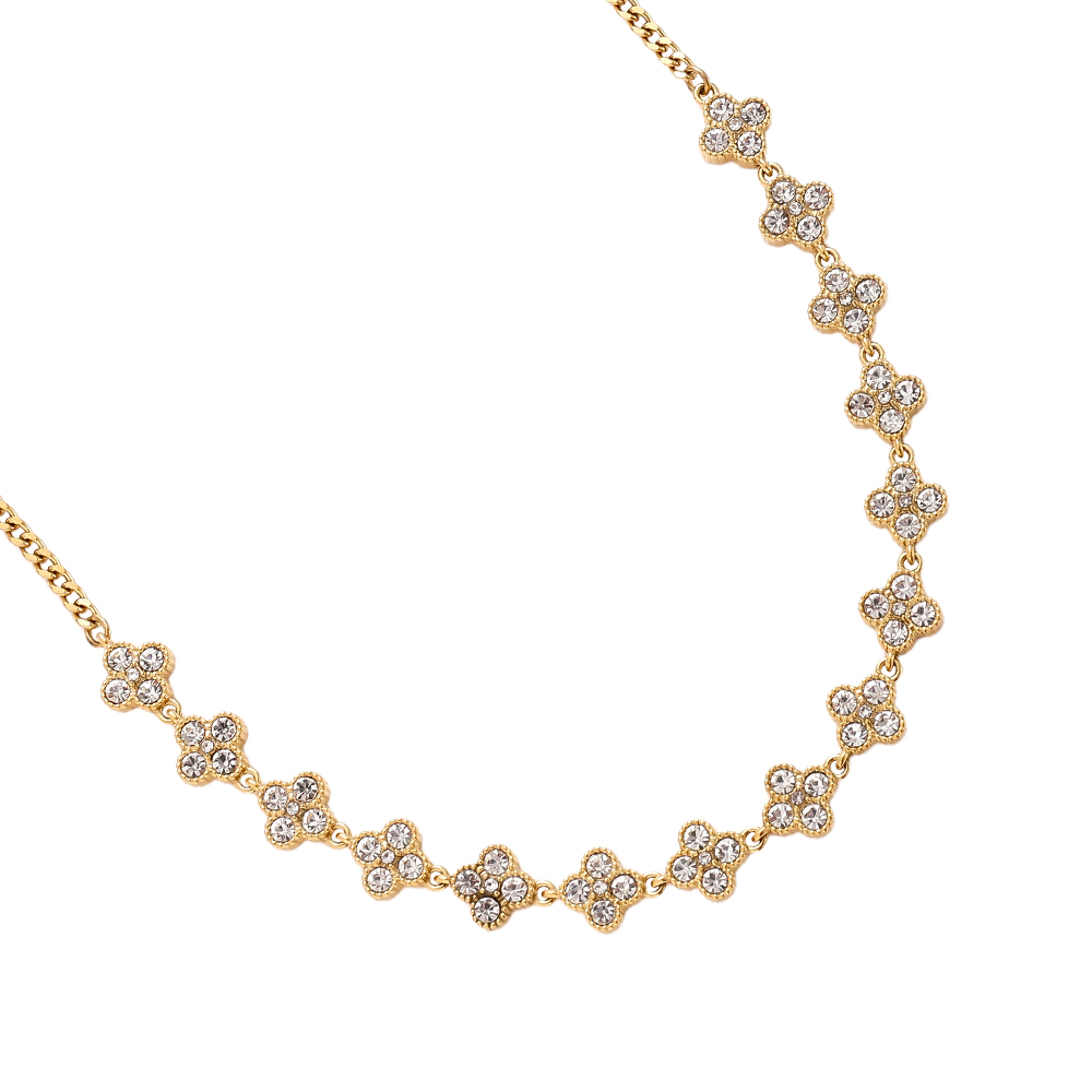 40cm Diamond Half Lucky Flowers stainless steel necklace