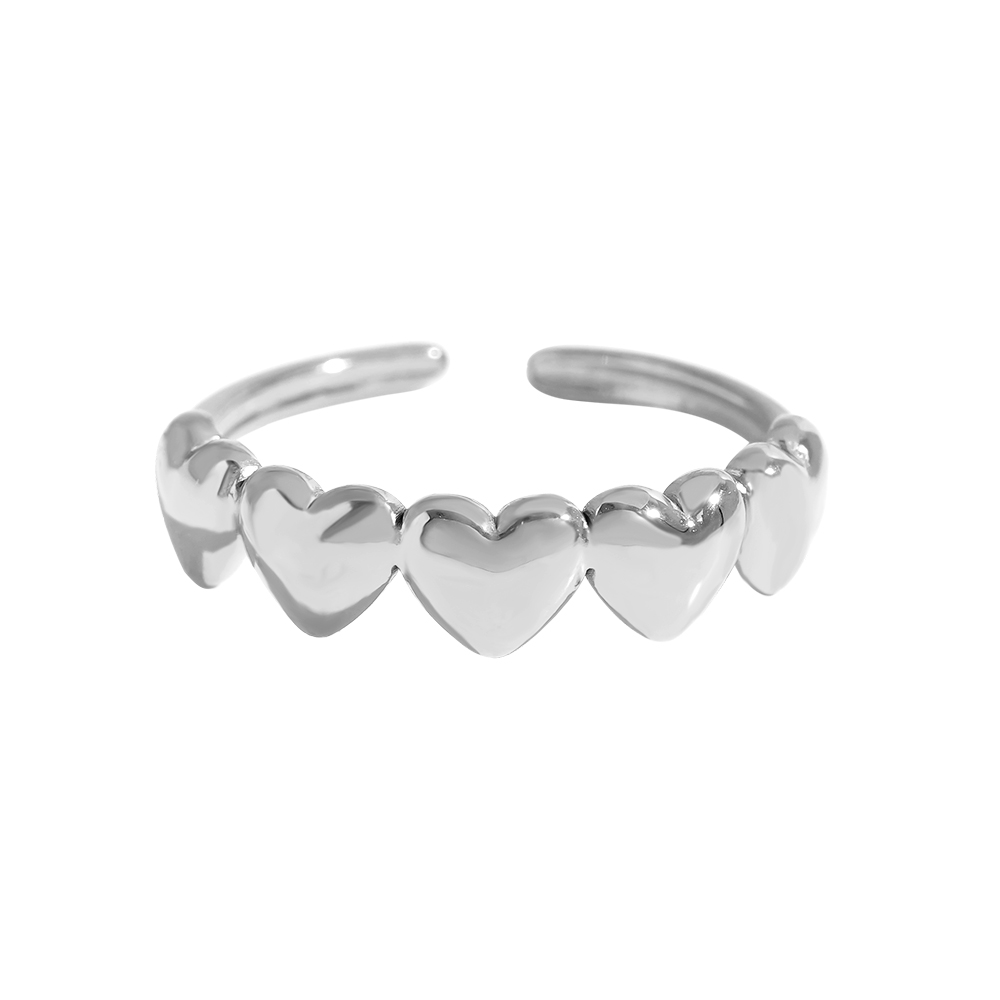Adjustable Five Hearts stainless steel ring