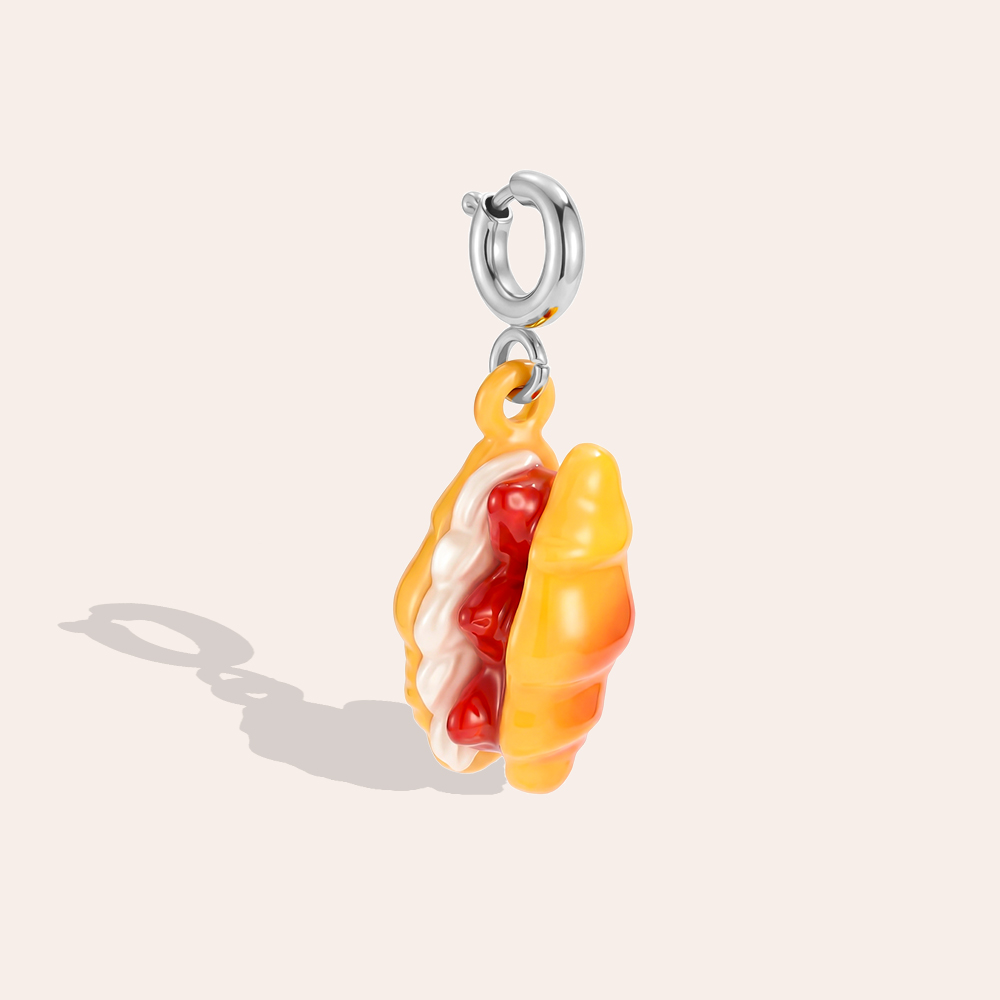 25mm hot dog with spring clasp stainless steel pendant  