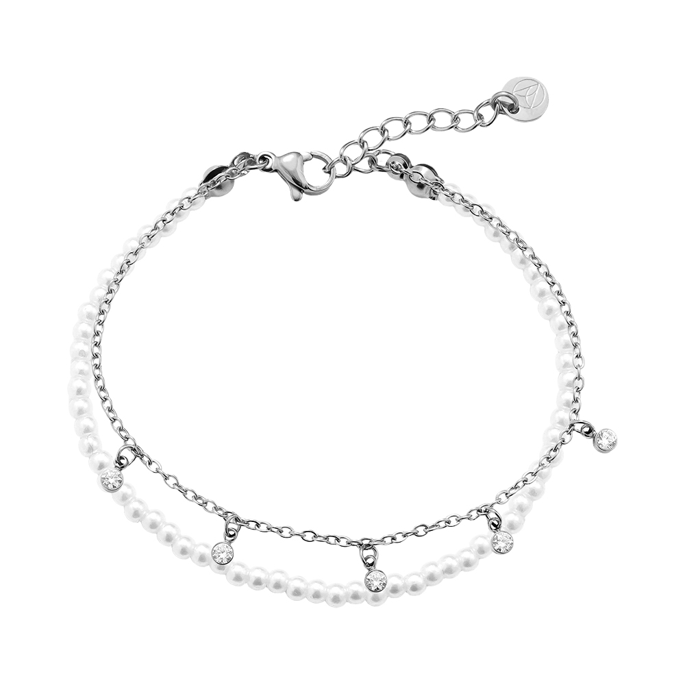 16cm pearl rhinestone stainless steel bracelet 