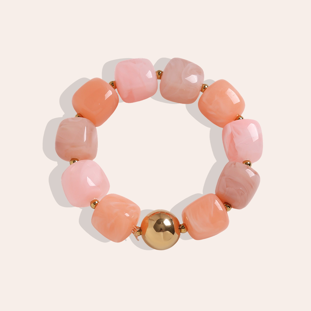 Adjustable resin square round shape stainless steel bracelet