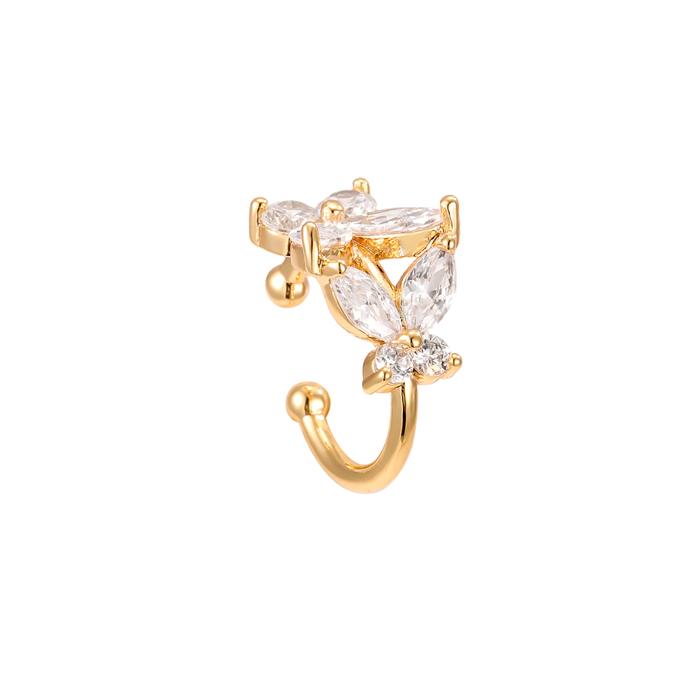 Gold-plated ear cuffs 15mm zirconia butterfly