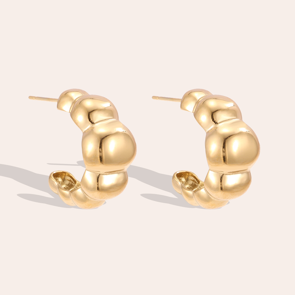Stainless steel earrings, 20mm, beautiful ribbed circle 