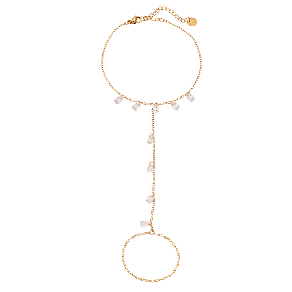 17cm Many zirconia hand chain stainless steel bracelet     