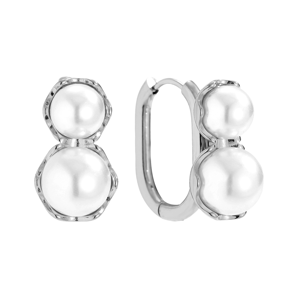 20mm double pearl stainless steel earrings