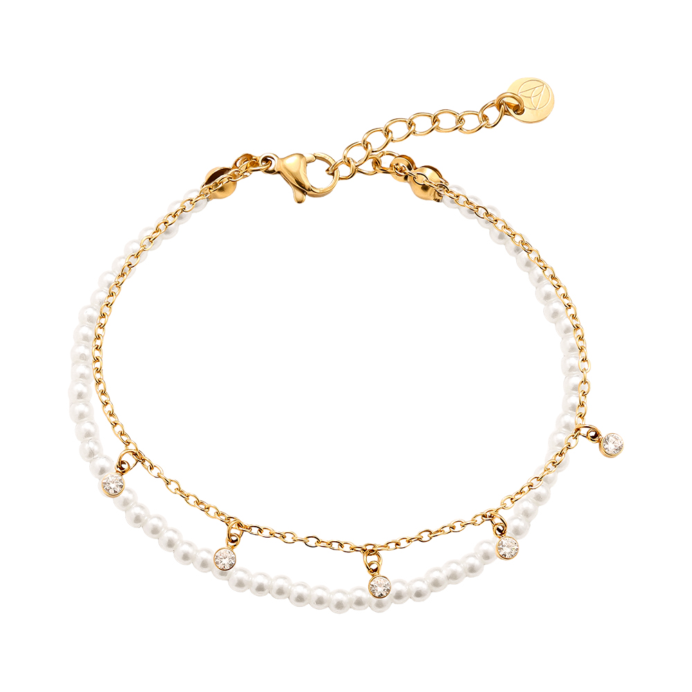 16cm pearl rhinestone stainless steel bracelet 