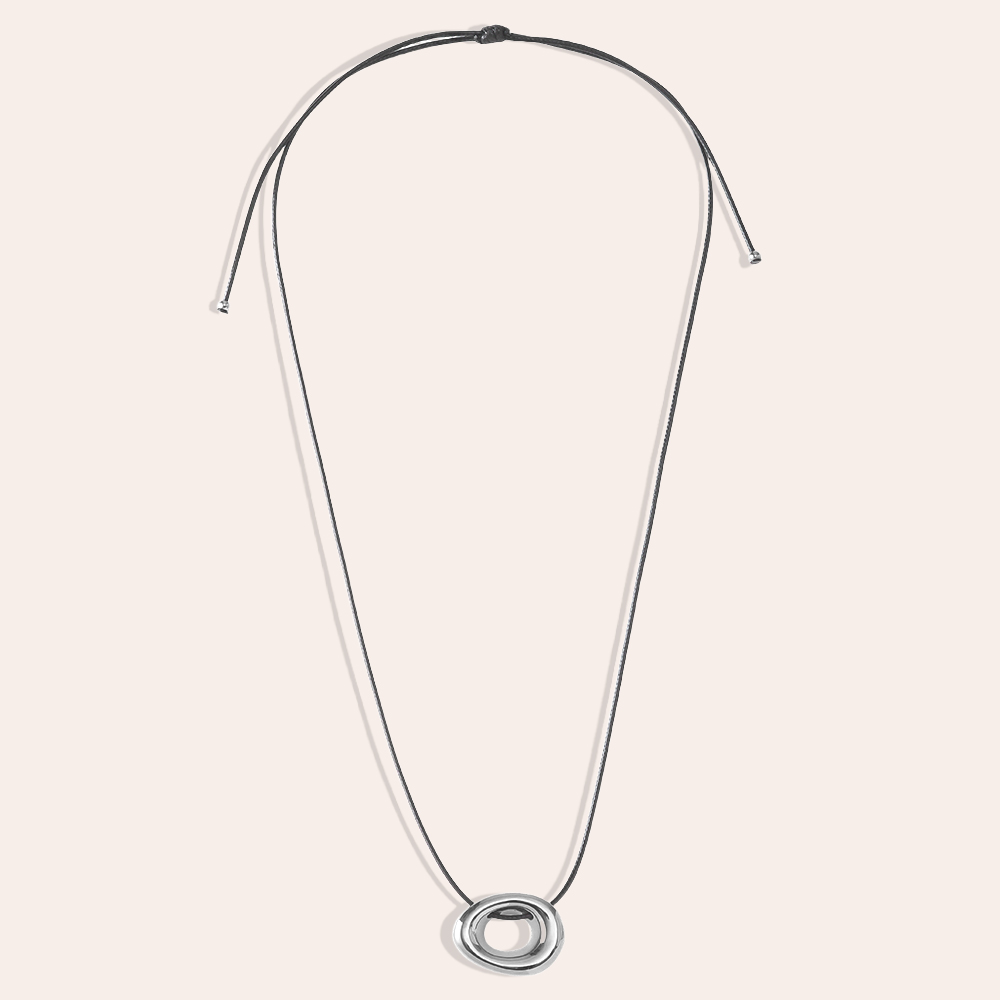 90cm hollow circle stainless steel pendant necklace copy