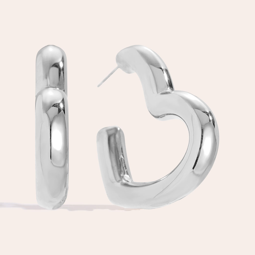 4cm Great Heart Hoop stainless steel earrings        