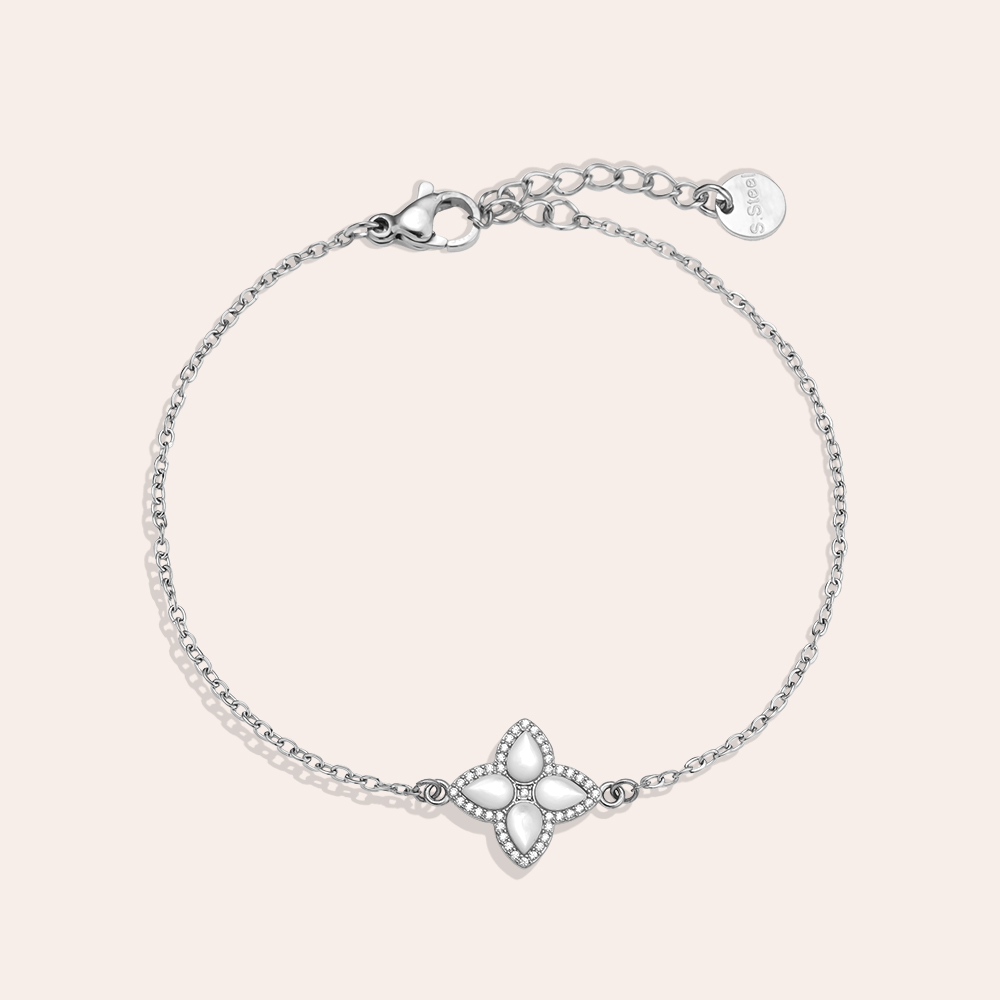 15cm Nice Diamond Luckly Flower stainless steel bracelet   