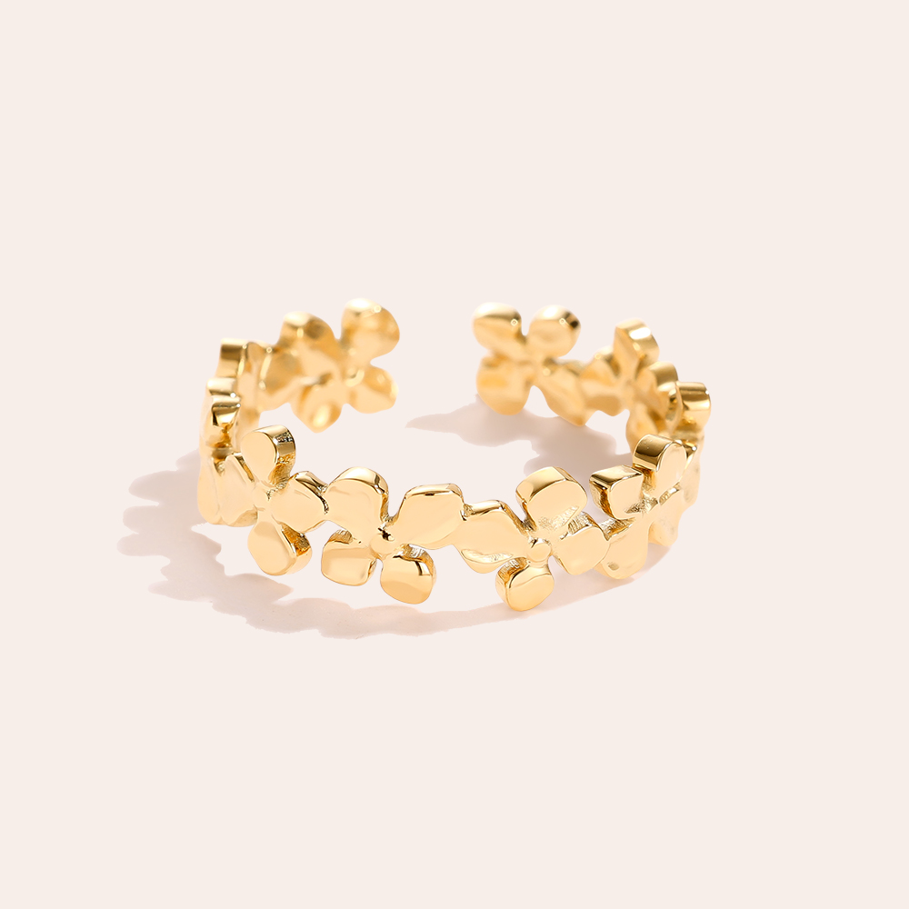many flowers stainless steel ring    