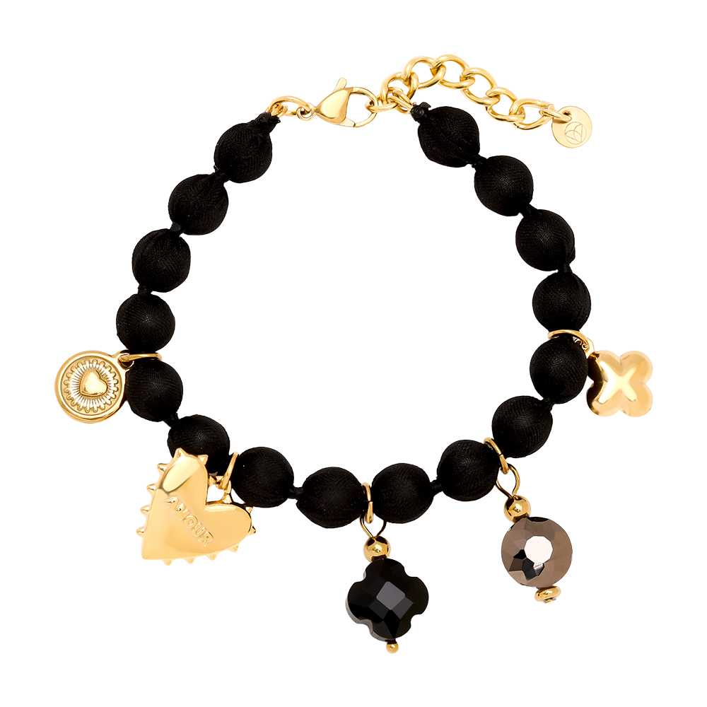 17cm Many Charms In Black Chain stainless steel bracelet   