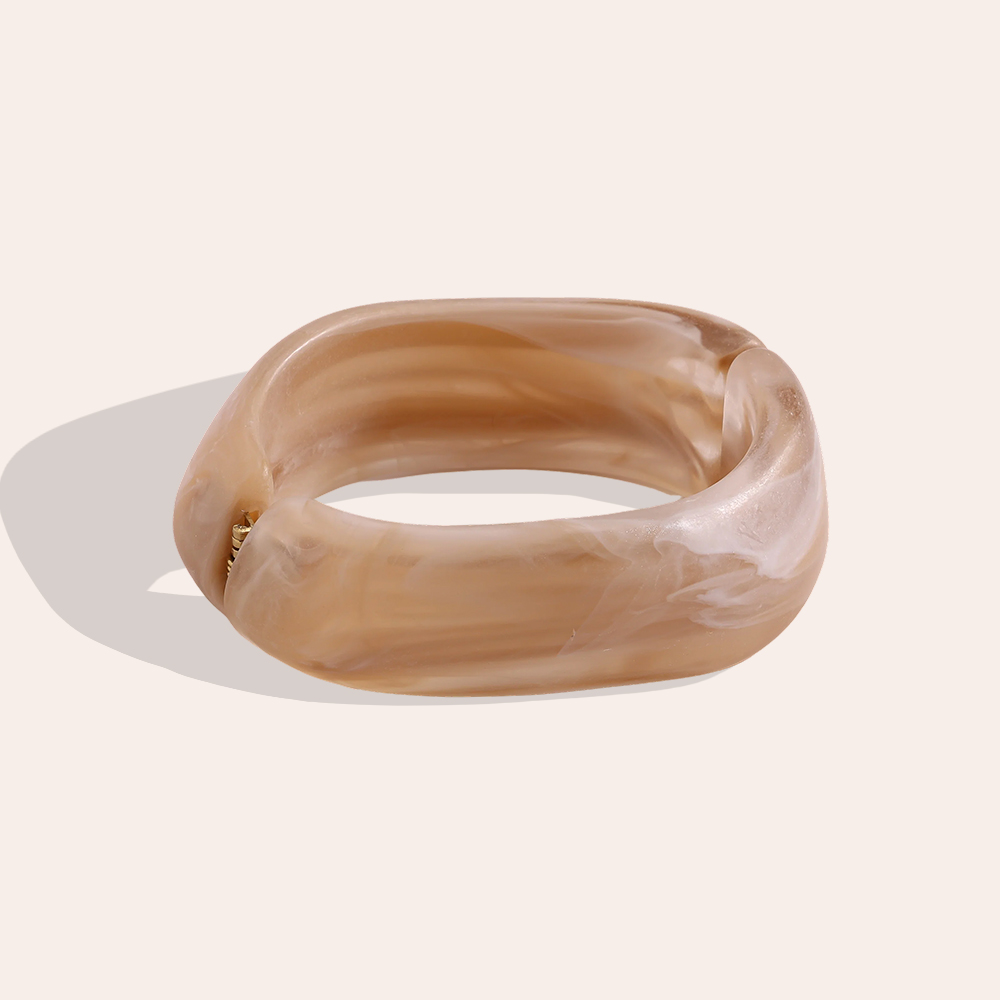 Stainless steel bangle Adjustable oval resin