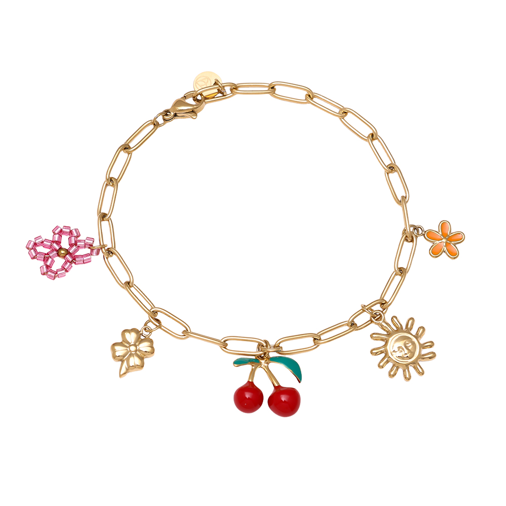 20cm cherry flower and sun stainless steel bracelet     