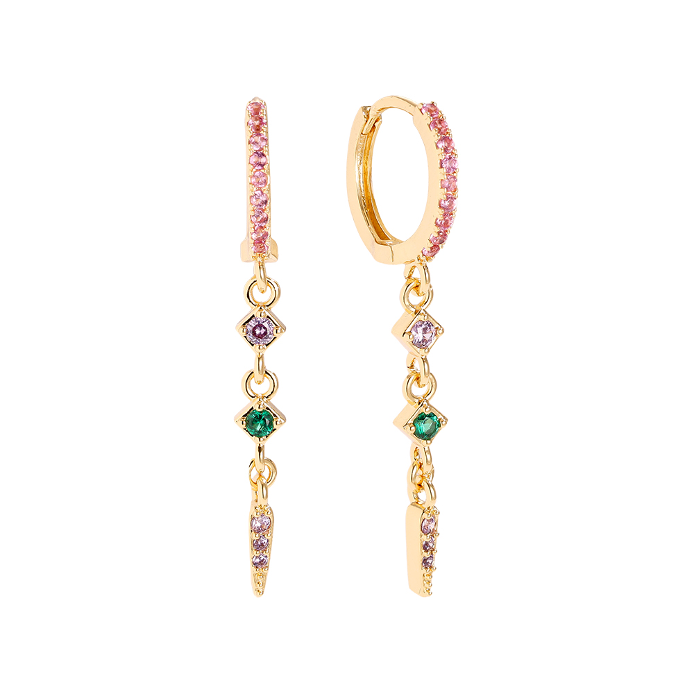 3.5cm Various Diamond Shape Gold-plated Earrings        