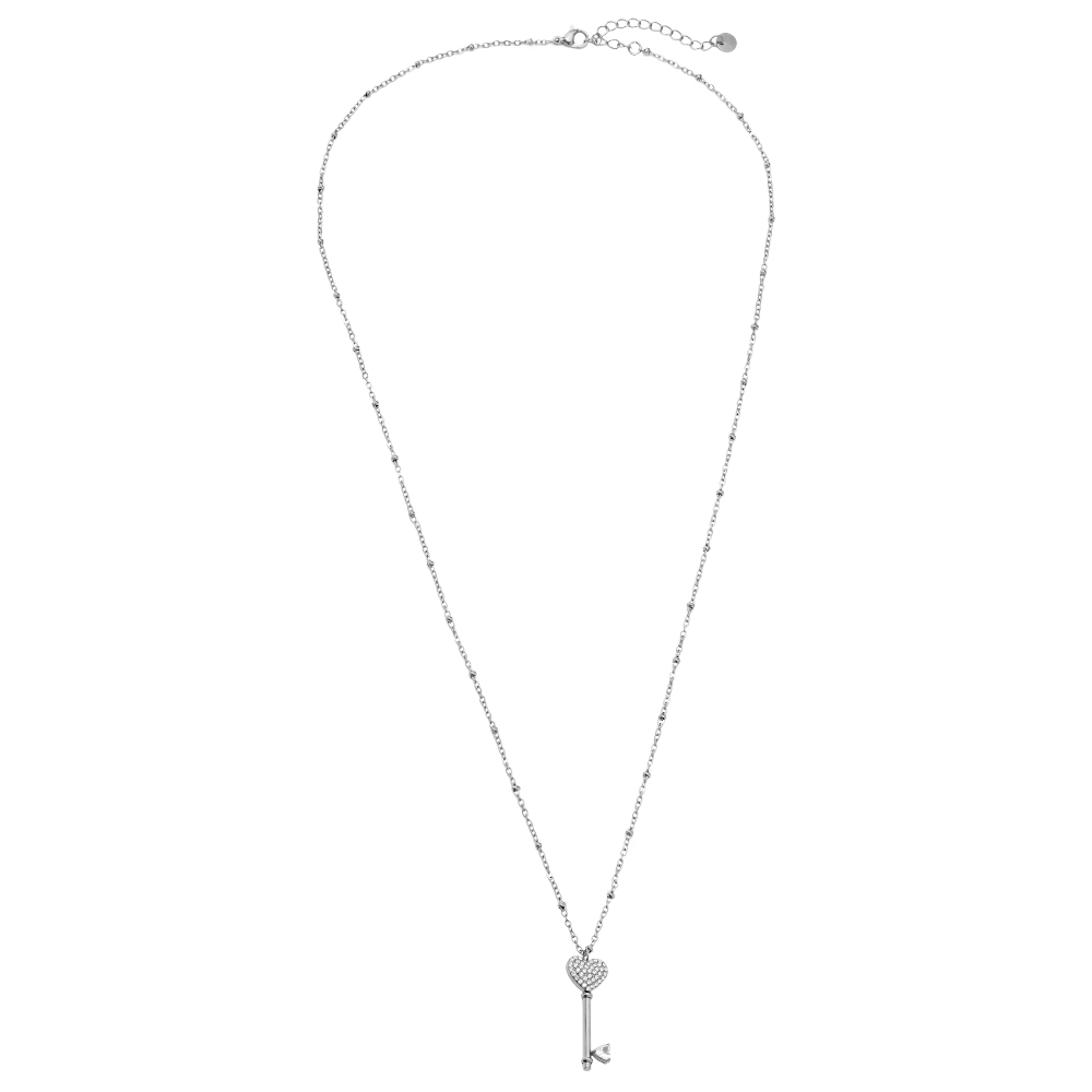60cm Diamond Heart Key stainless steel necklace     