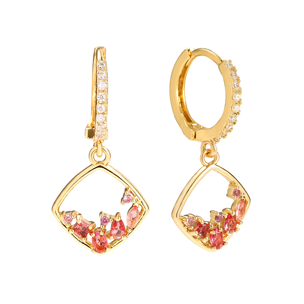 Gold-plated earrings 27mm Nice Diamonds Frame