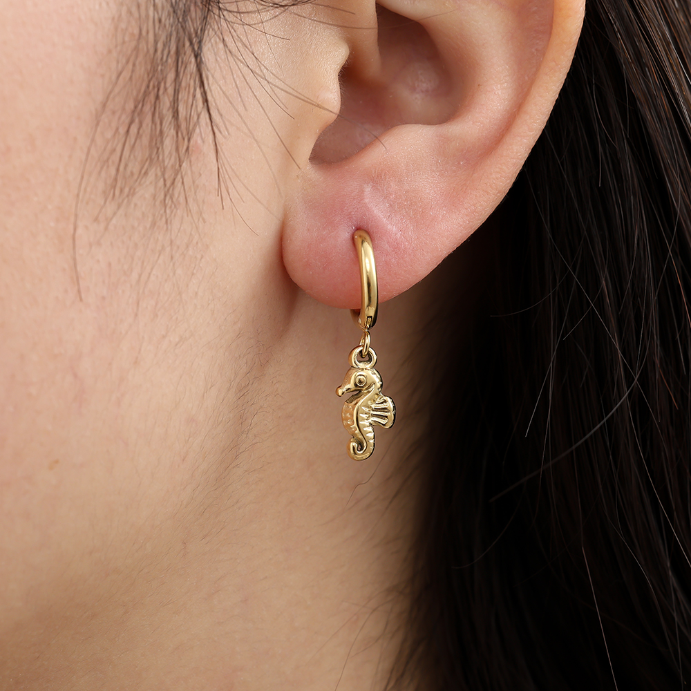 25mm Sea Horse stainless steel earrings     