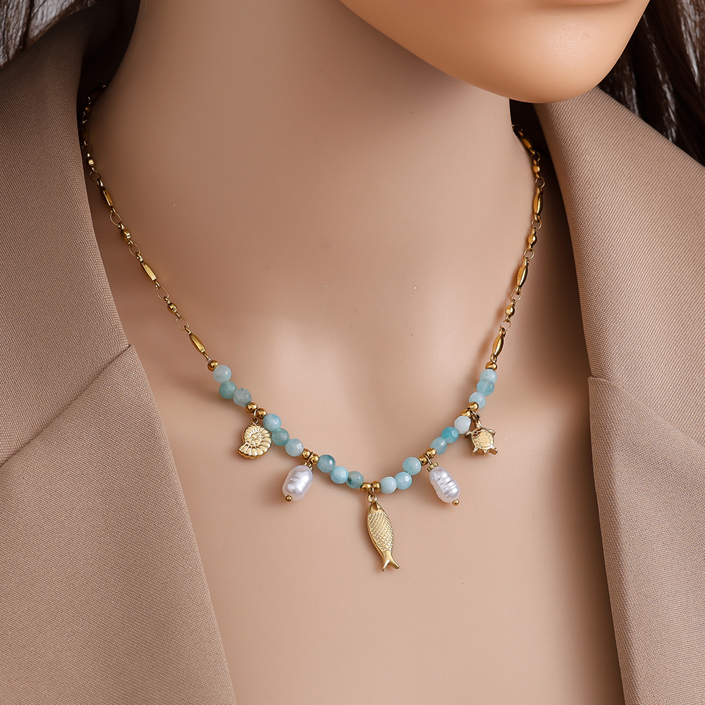 42cm Fish Turtle stainless steel necklace