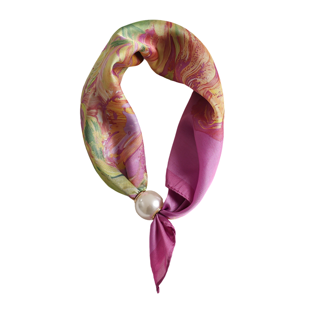 43cm Colourful flower pattern beaded scarf