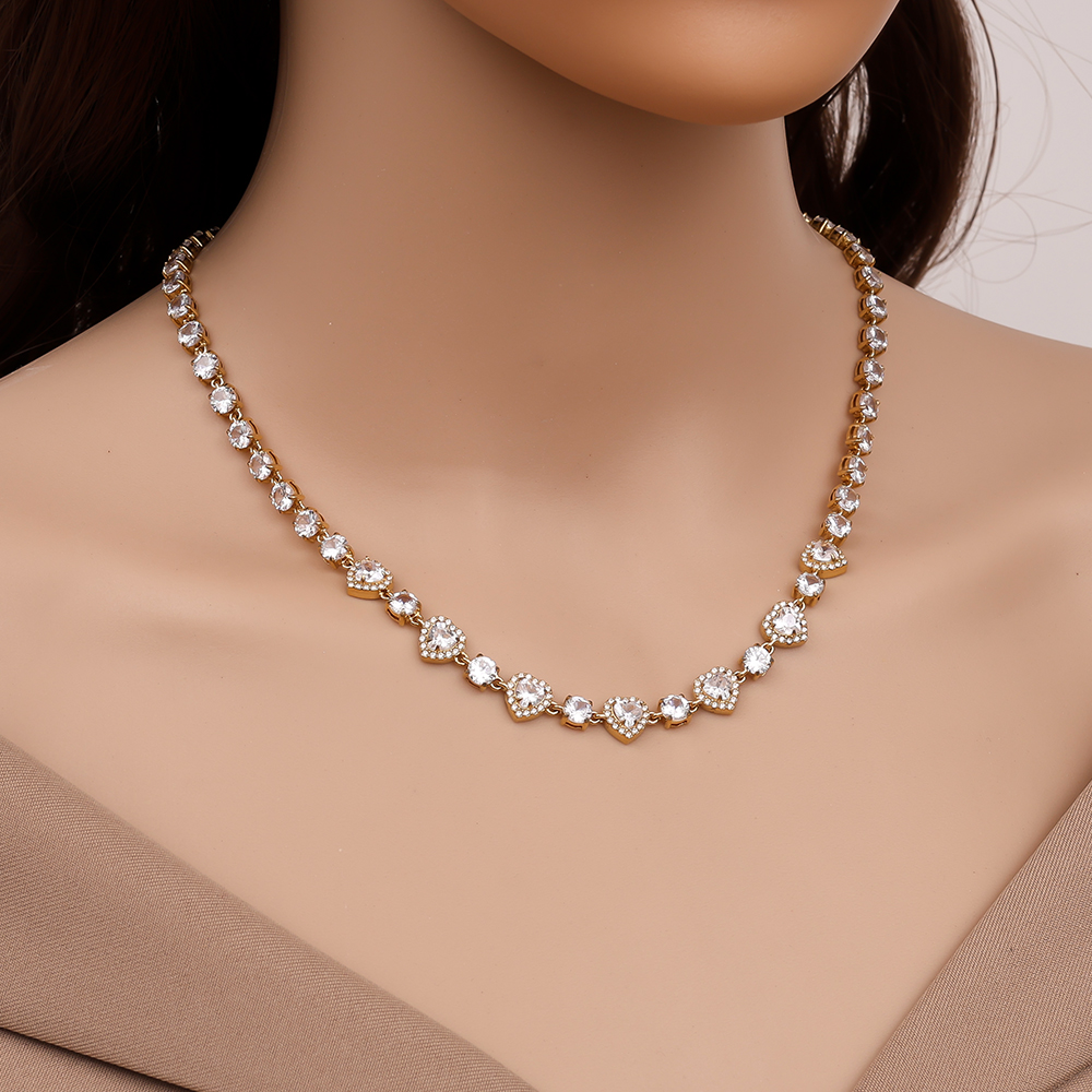 38cm Perfect Sparkling Diamond stainless steel necklace   