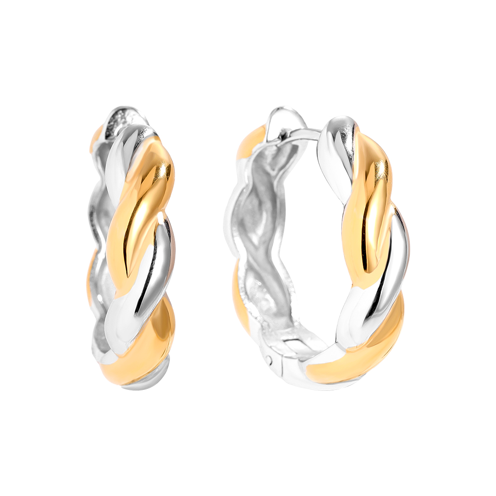 2.7cm Gold And Silver Twist Hoop Stainless Steel Earrings     