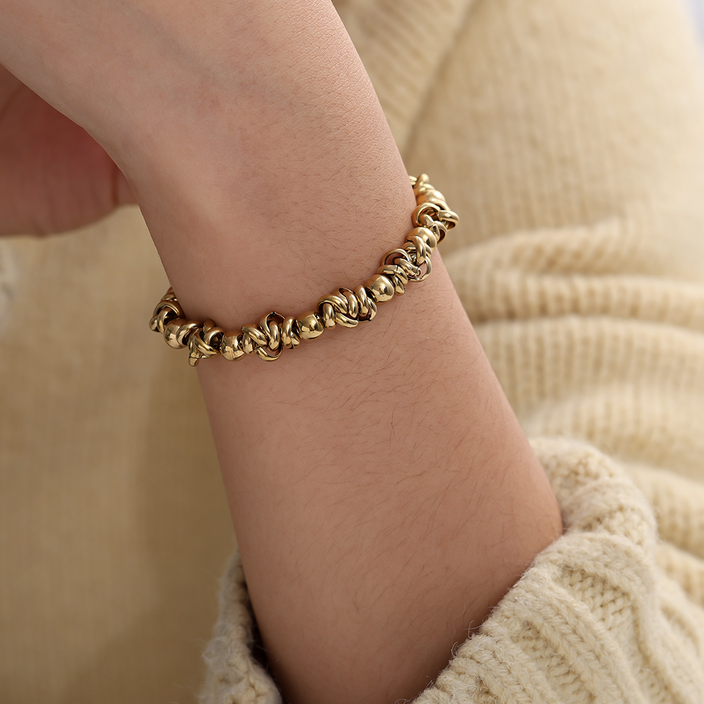 Elastic Rings And Beads stainless steel bracelet    