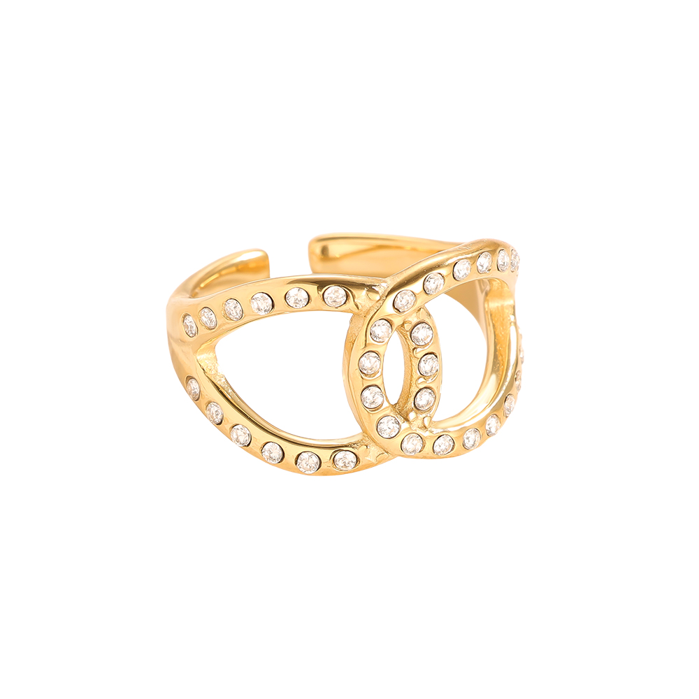 Two Diamond Drop Cycle Stainless Steel Ring    