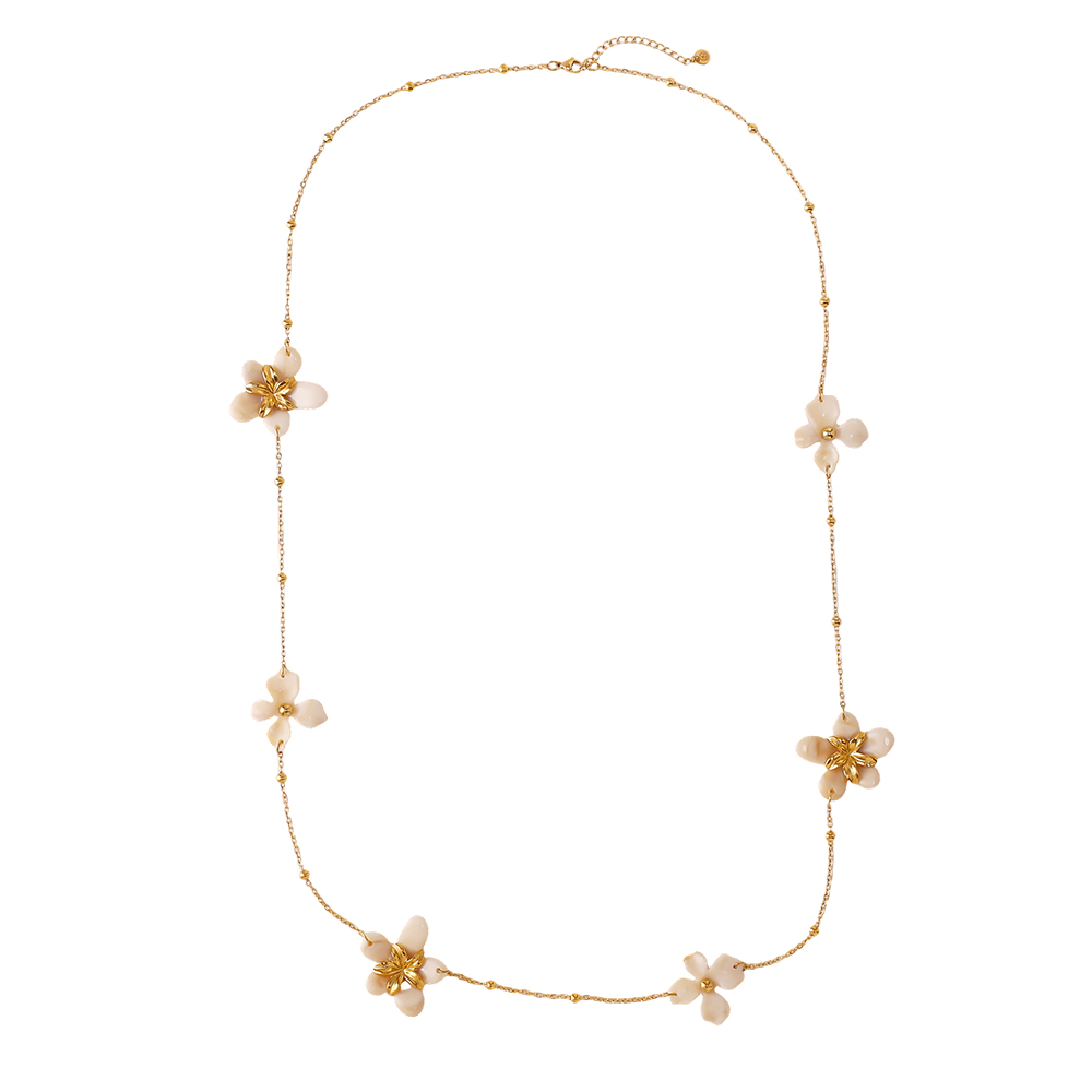 94cm acrylic flower stainless steel necklace      