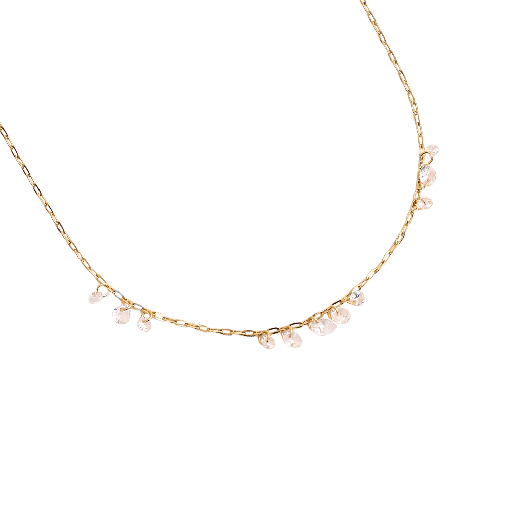 40cm crystal zirconia drop stainless steel necklace