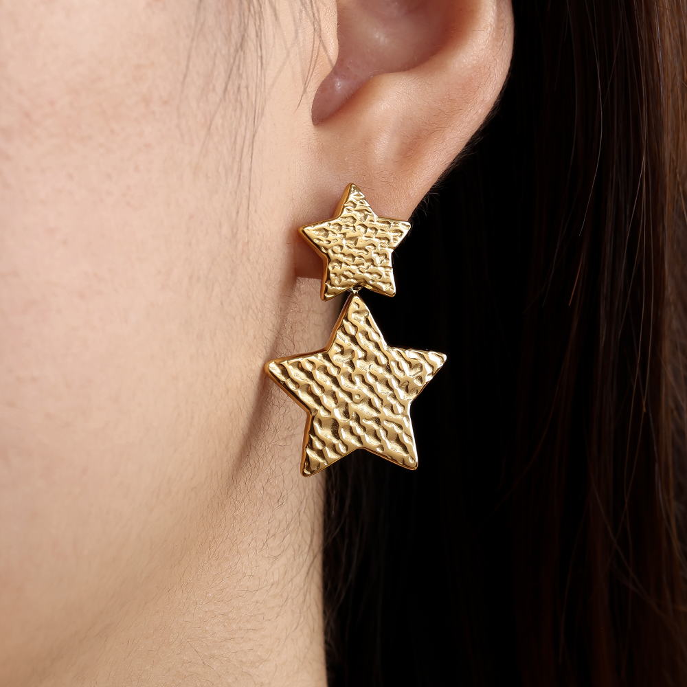 Stainless steel earrings 2 Golden Stars
