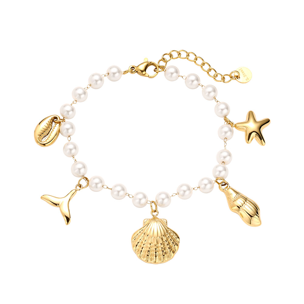 16cm Ocean And Pearl Chain stainless steel bracelet  