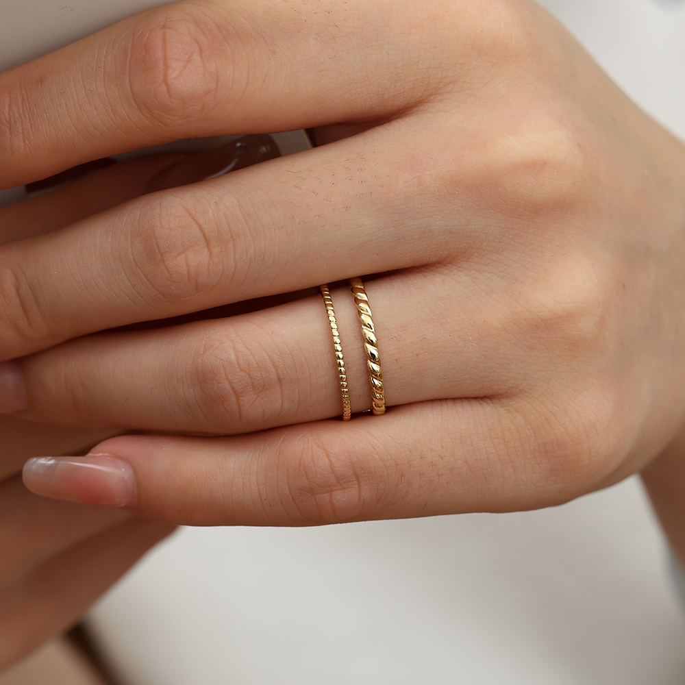 Two Thin Layer Twisted Stainless Steel Ring   