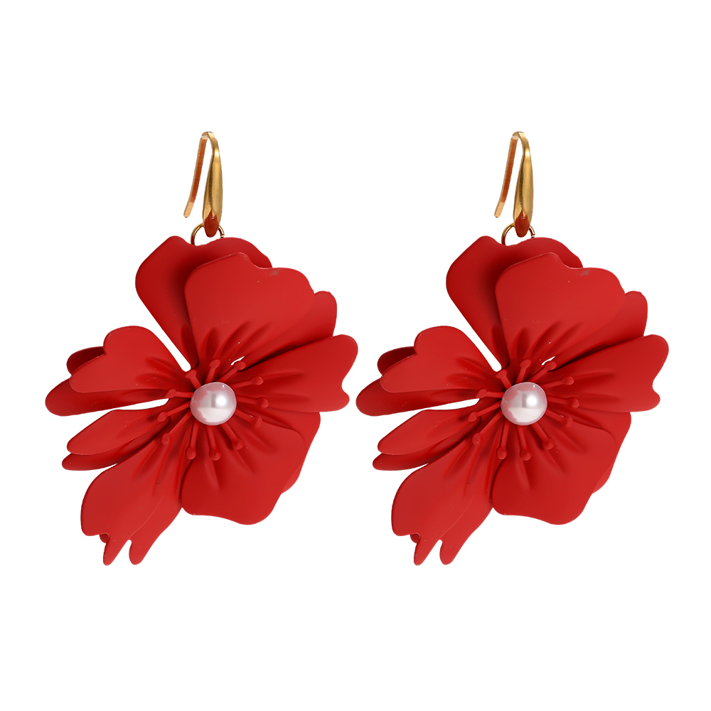 70mm Red Flower Earrings 